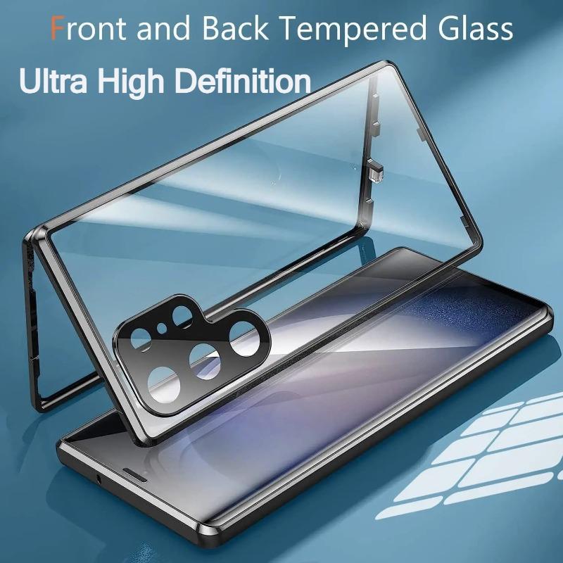 Чехол-защита экрана 360° Full Coverage Ultra HD для Samsung S26 Ultra S25 S24 S23 Plus FE Металлическая магнитная адсорбционная рамка