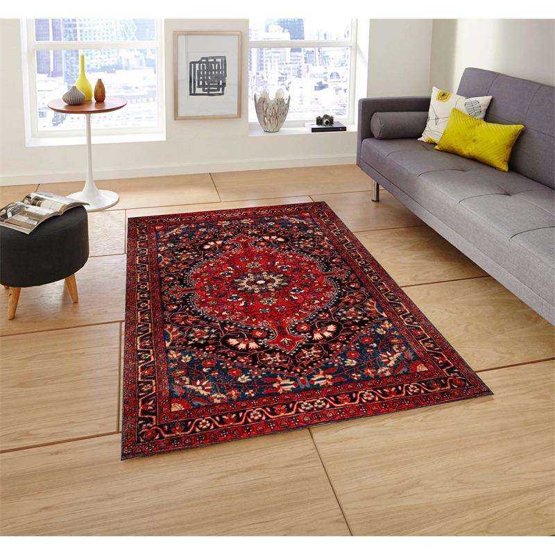 Красный синий ковер коврик для машинной стирки коврик для гостиной в винтажном стиле классический восточный традиционный персидский марокканский бохо ковры