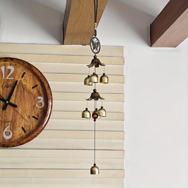 Double Metal Bell Pendant Wind Chime, Brass Color Bell Hanging Decoration, Suitable For Home Patio Wall Hanging, Gift For Friend