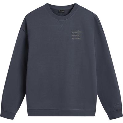 Li Ning Sports Lifestyle Series Round Neck Letter Fleece Long Sleeve Sweatshirt Unisex Sweatshirt AWDVF71-6