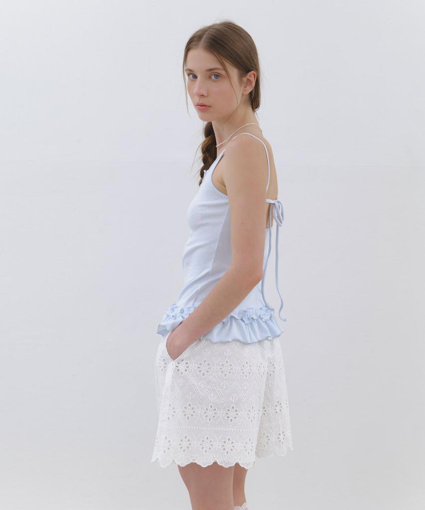 CLUNY Eyelet Lace Shorts - White
