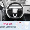 For Tesla Model Y Juniper 2025 2026 Steering Wheel Cover Model 3 Highland Matte White Steering Wheel Trim Kit Protector Accessor