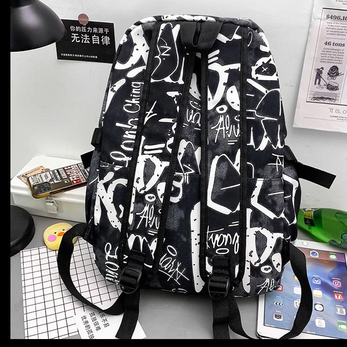 Fashion Shoulders School Bags Nylon Teenagers Backpack Breathable Girls Boy Schoolbag Large Capacity Graffiti Bookbags
