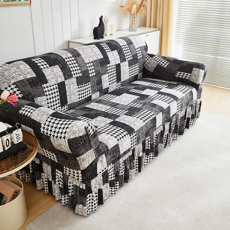 1 шт. эластичный чехол для дивана с принтом и юбкой, чехол для дивана, чехол для дивана, защита для мебели, спальня, офис, гостиная, домашний декор