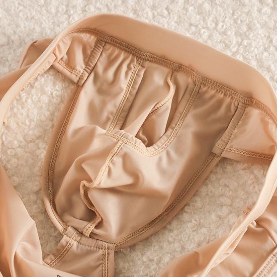 Men Briefs Mid-rise Side Opening Design Tight Cut Panties Solid Color Ice Silk Thin Perspective Breathable Smooth Underwear