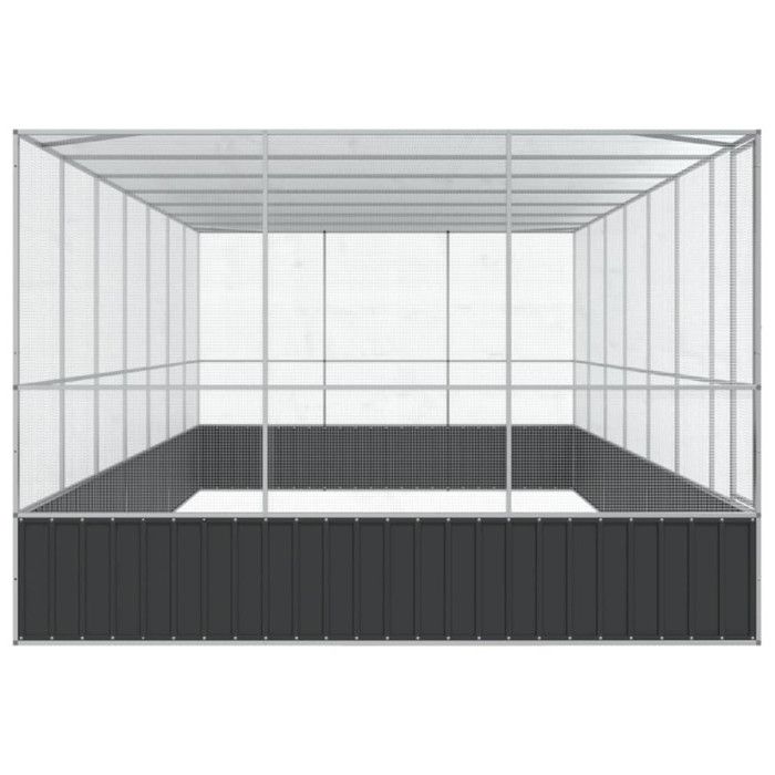 Aviary with Extension Silver 725x307x212 Cm Steel