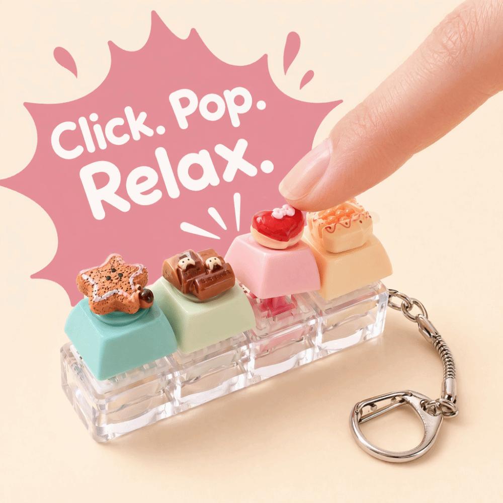Bear Keycap Anti-stress Toy Pendant 4 Key Fidget Keychain Mini Keyboard Pendant Decompression Gift