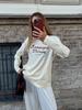 100% хлопковая футболка осень новая европейский и американский стиль мода популярный топ с принтом букв женский