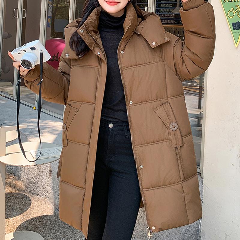 Зимние парки для женщин, длинные пальто, элегантные свободные, толстые, теплые женские куртки, пальто с капюшоном