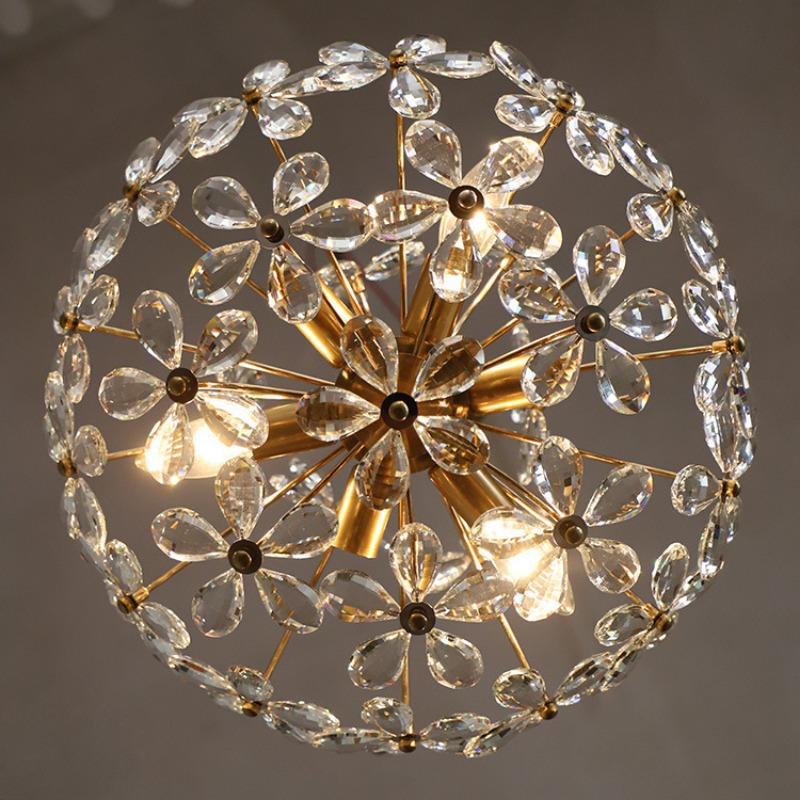 Light Luxury Dining Room Chandelier Lighting Crystal Retro Creative Personalized Petal Living Room Bedroom Light
