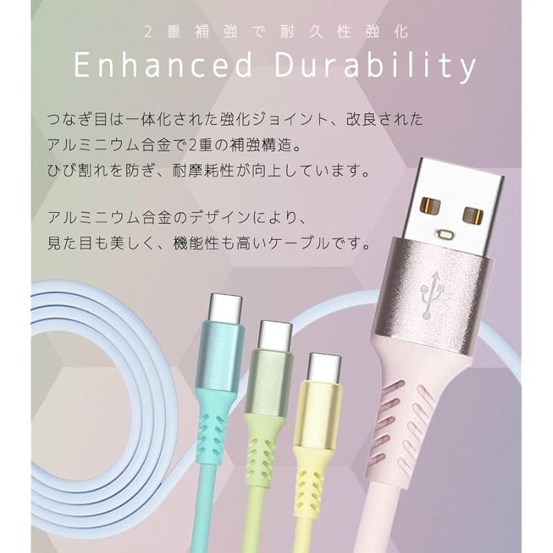 13 Colors 4 Length PD Rapid 15W 60W 100W 100% Silicone Ultra Durable USB-A Type-C To Type-C[inklink Japan Official] Charging Cable iPhone Charging