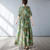 Dimanaf 2025 Summer Women Plus Size Dress Vintage Printing Flower Casual Loose Long Holiday Dress New Oversized