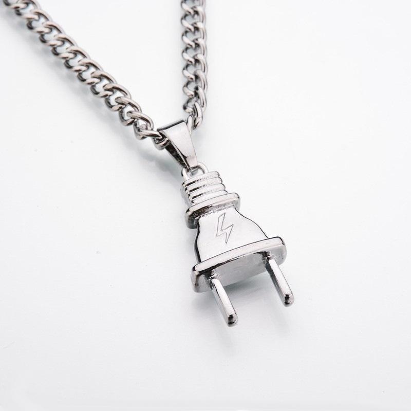 Trendy Gold Silver Color Alloy Punk Popular Simulated Plug Pendant Necklace For Men Jewelry Gift