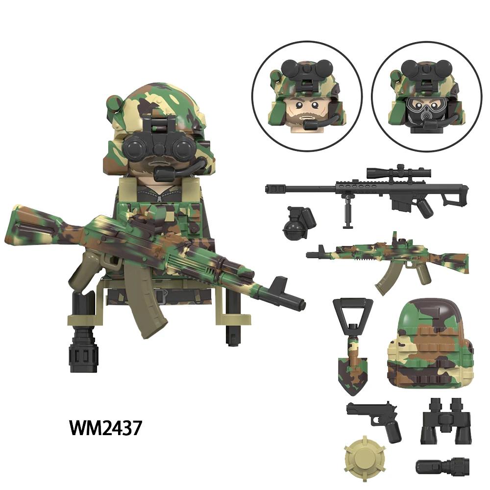 Набор MOC (Модель) Миниатюрные фигурки военных солдатиков в стиле аниме, экшен, Fallout, оружие, роботы-меха, строительные блоки, конструктор, игрушки для детей, подарок
