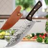 Нож ручной ковки, японский нож с деревянной ручкой, кухонные ножи ручной работы из стали для обвалки мяса, поварской нож для нарезки мяса, тесак Сантоку