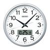Часы настенные Seiko офисного типа с функцией программирования, календарем и радиоволнами, аналоговые, серебристые, металлик, 350 x 68 мм, PT202S
