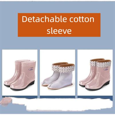 Женские зимние удобные теплые и хлопковые нескользящие водонепроницаемые полусапоги резиновые ботинки