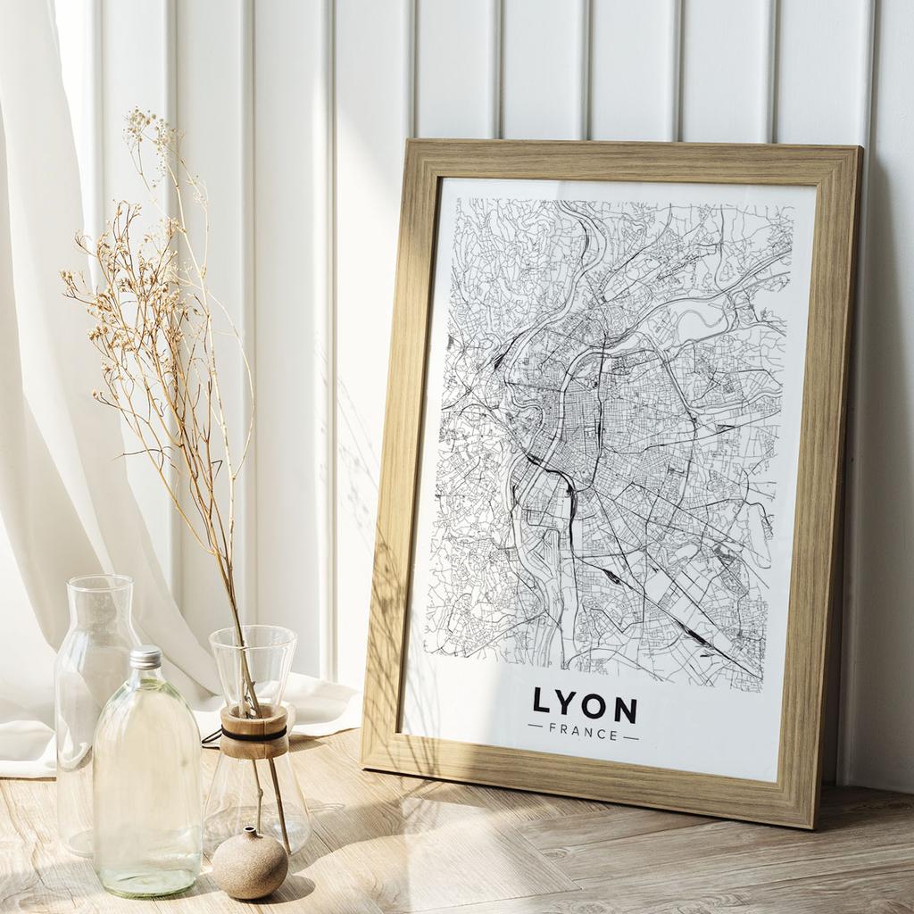 Plakat Lyon miasto plan