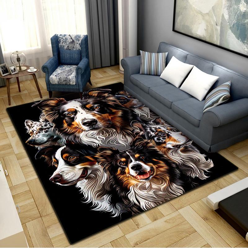 Border Collie Carpet Rug for Living Room Bedroom Home Sofa Decoration,Kids play Non-slip Floor Mat