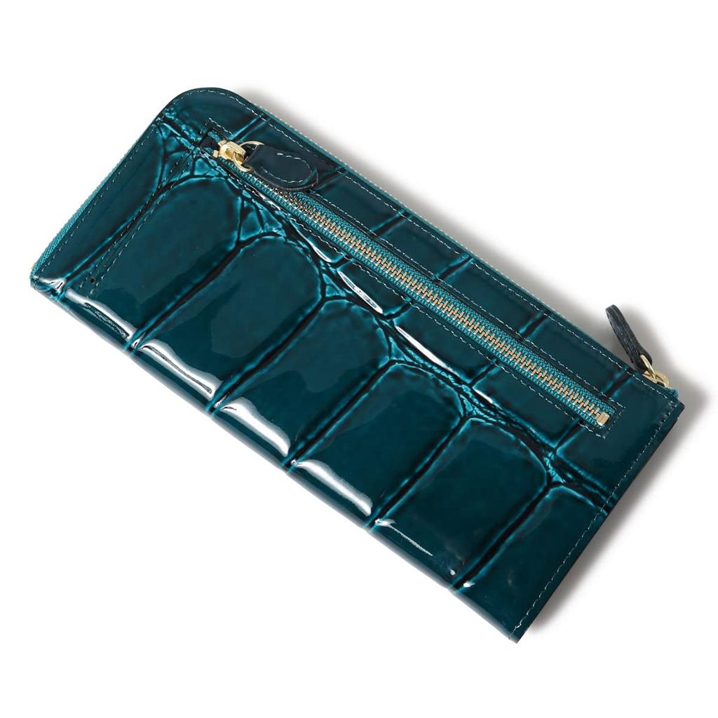 Long Wallet Zipper Genuine Leather Tail Crocodile Made In Japan Thin Embossed Crocodile Cowhide Leather Pink [Alkan] L-shaped Women's 1216-632 [44]