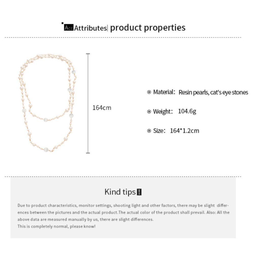 Long Length Bead Necklace Layered Sweater Necklace New Pearl Necklace Lady Wear