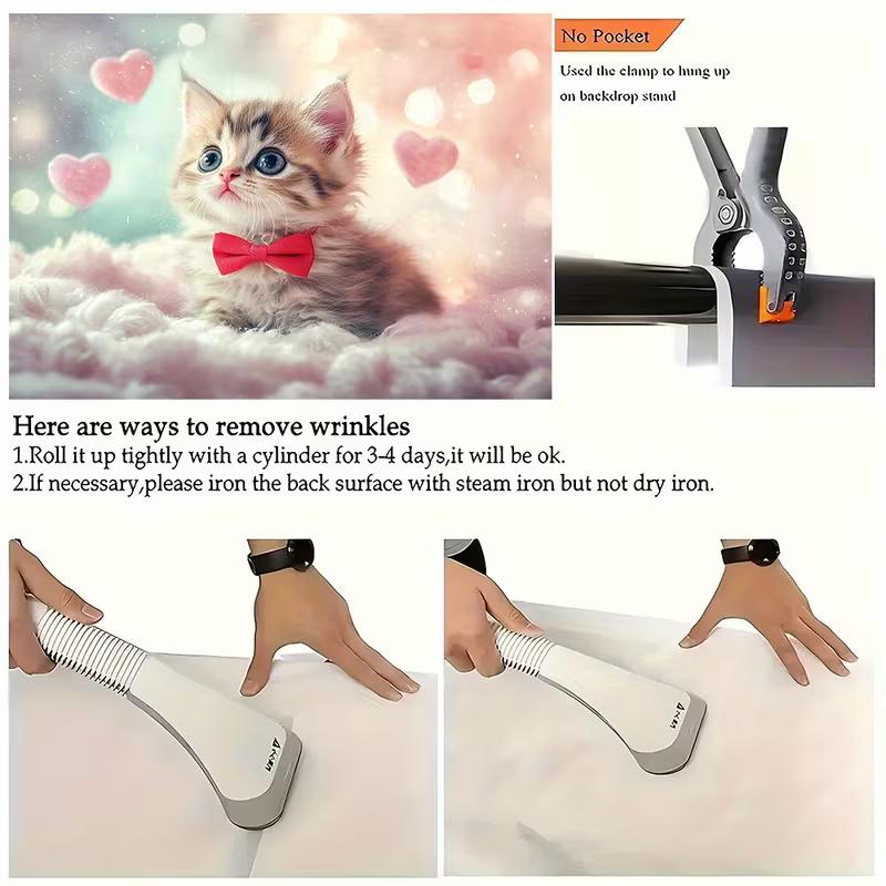 2D Dreamy Pink Cloud Kitten Background Banner for Photo Shoot