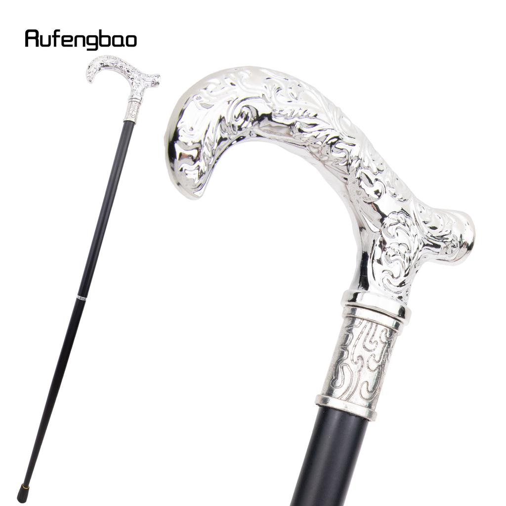 White Flower Pattern Walking Cane Fashion Decorative Walking Stick Gentleman Elegant Cosplay Cane Knob Crosier 93cm