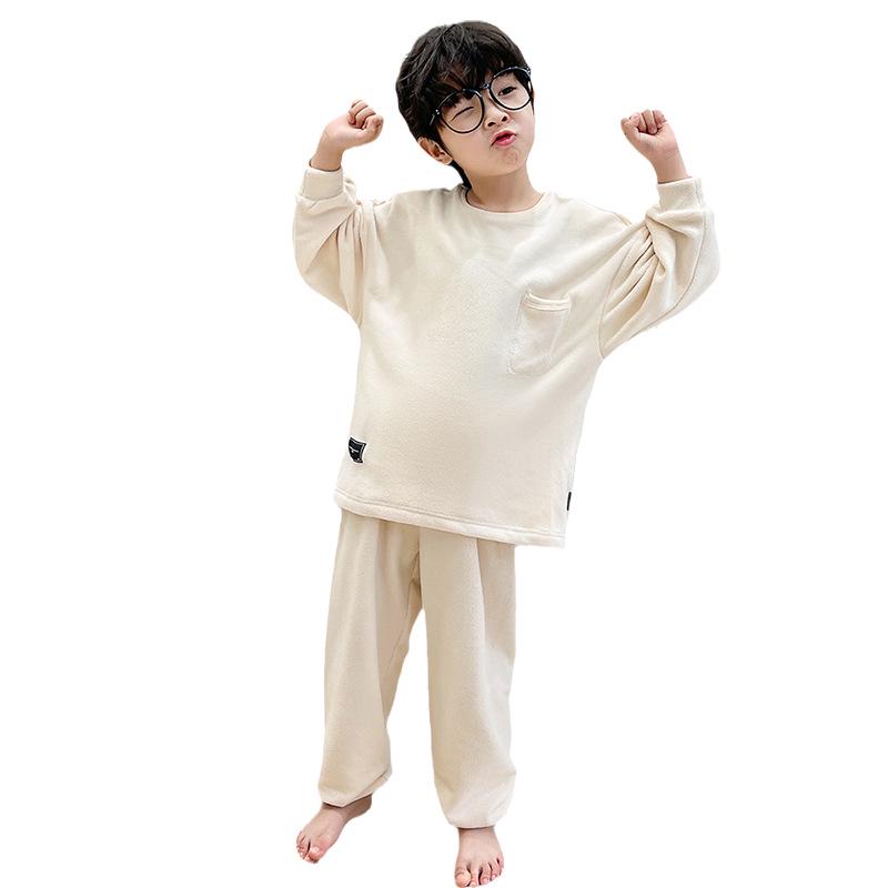 Комплект детской флисовой пижамы для осени/зимы - Бархат, Средний/Большой детский