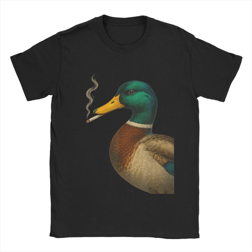 Men Cool Smoking Duck Retro Vintage Animal Smoking T Shirt  Pure Cotton Clothing Vintage Short Sleeve O Neck Tees Graphic