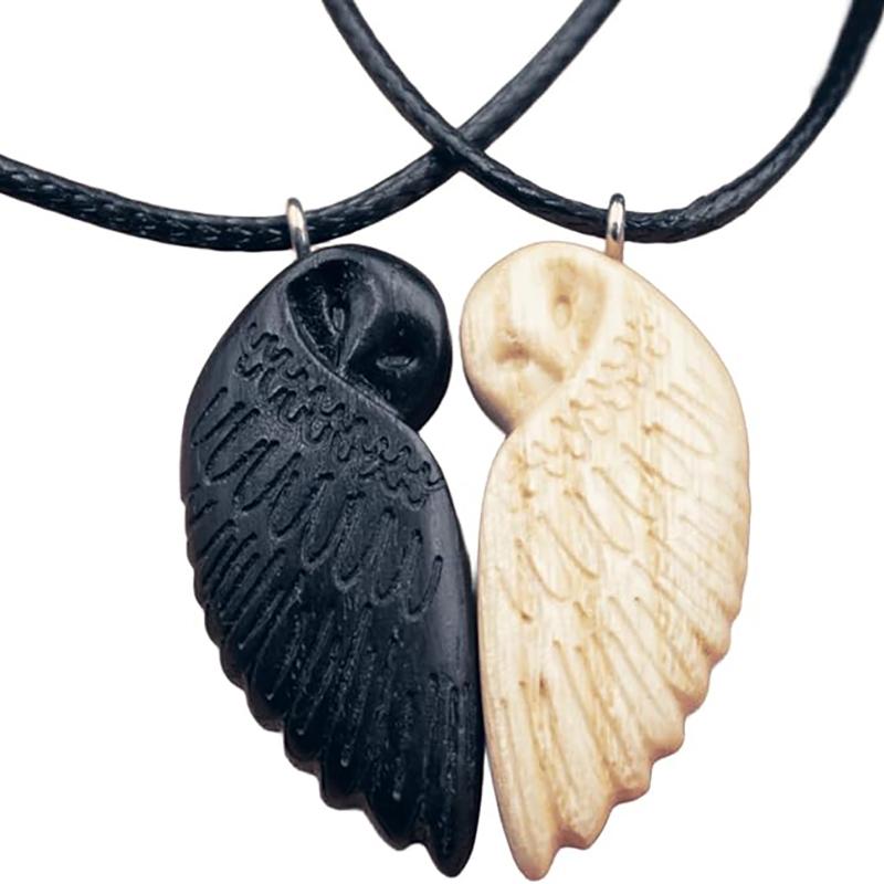 Деревянные подвески в виде совы - парное ожерелье в подарок, 2 шт., парное ожерелье-головоломка в виде совы, ожерелье с кулоном в виде совы, парное ожерелье для него и для нее