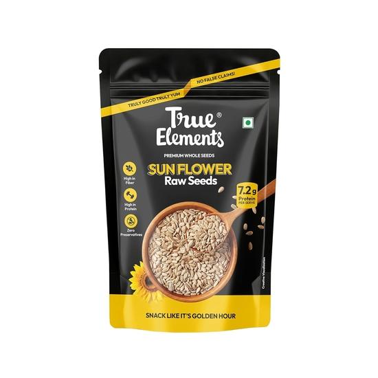 True Elements Sunflower Seeds 500g - Raw Sunflower Seeds for Eating | Diet Food | Healthy Snack | Raw seeds | Weight management