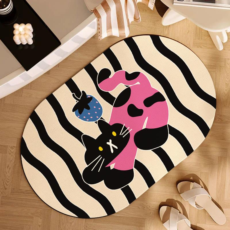 Коврик для пола с изображением кота из диатомовой грязи, впитывающий противоскользящий коврик для двери ванной комнаты, коврик для туалета и ванной комнаты
