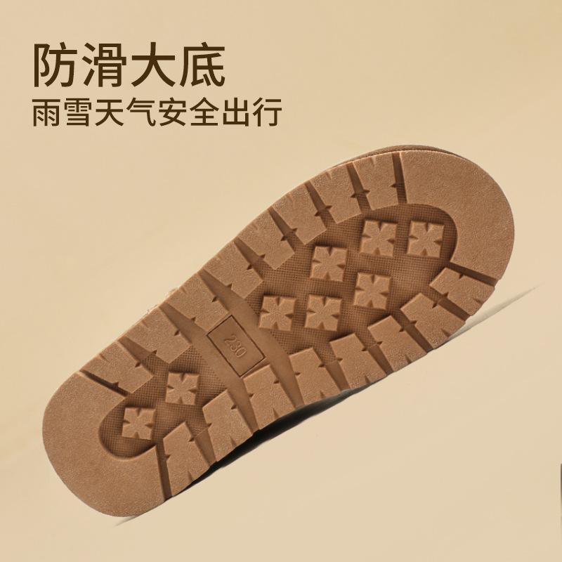 Женские зимние сапоги-дутики средней длины на толстой подошве из овчины и меха, новые зимние теплые бархатные хлопковые сапоги