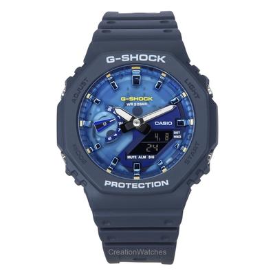 G-Shock аналоговые цифровые часы из био-смолы с синим циферблатом, кварцевые, GA-2100AS-2A 200M, мужские часы