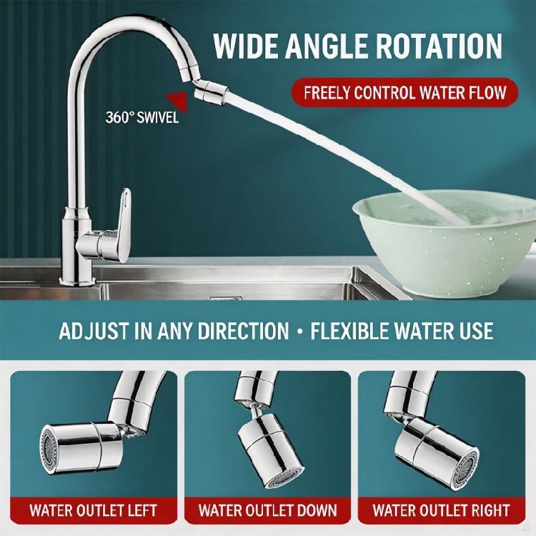 Sink Faucet Aerator Attachment with 360 Degree Joint 2 Flows Modes and Metal Body for Home Washing Tasks Daily