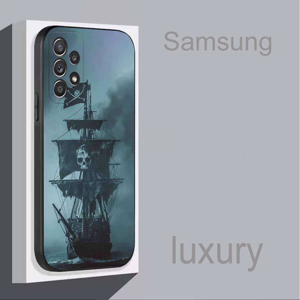 Пиратский корабль Крутой Для Samsung S 25,24,23,22,30,21,10,9,Ultra,Plus,Lite,FE,4,5G Черный Мягкий Чехол Чехол для Телефона