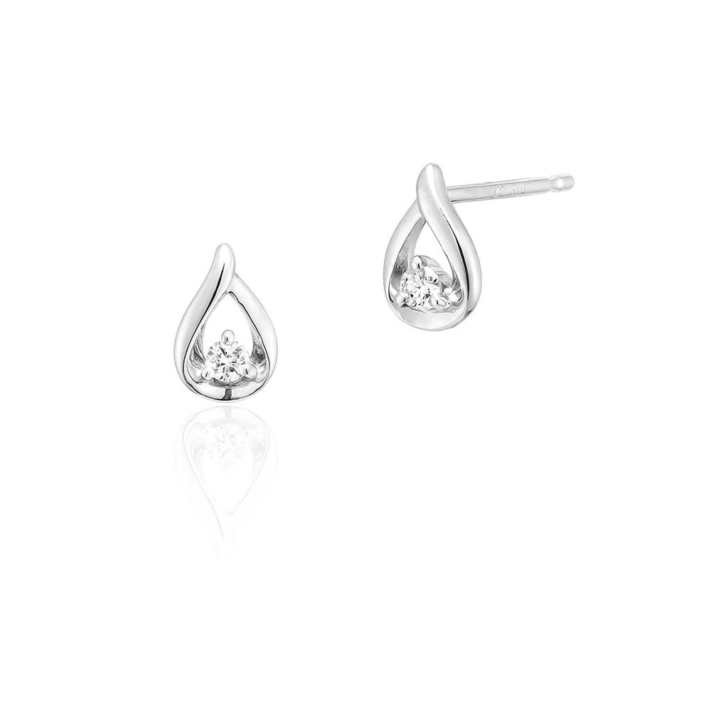 Drop Diamond K10 White Gold Earrings 111446153203 [Yondo Sea] (WG) Women's