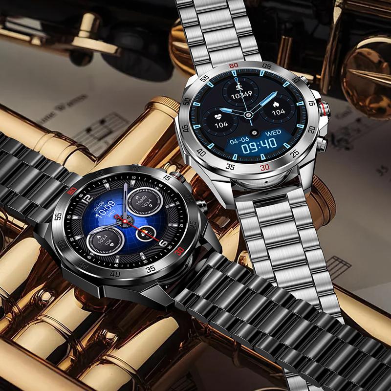 Умные часы со стальной полосой 1,43 дюйма Bluetooth спортивные часы с пульсометром браслет