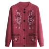 Spring and Autumn Fashion Mother's Wear Flower Embroidered Knit Sweater Temperament Elegant Elderly Clothes