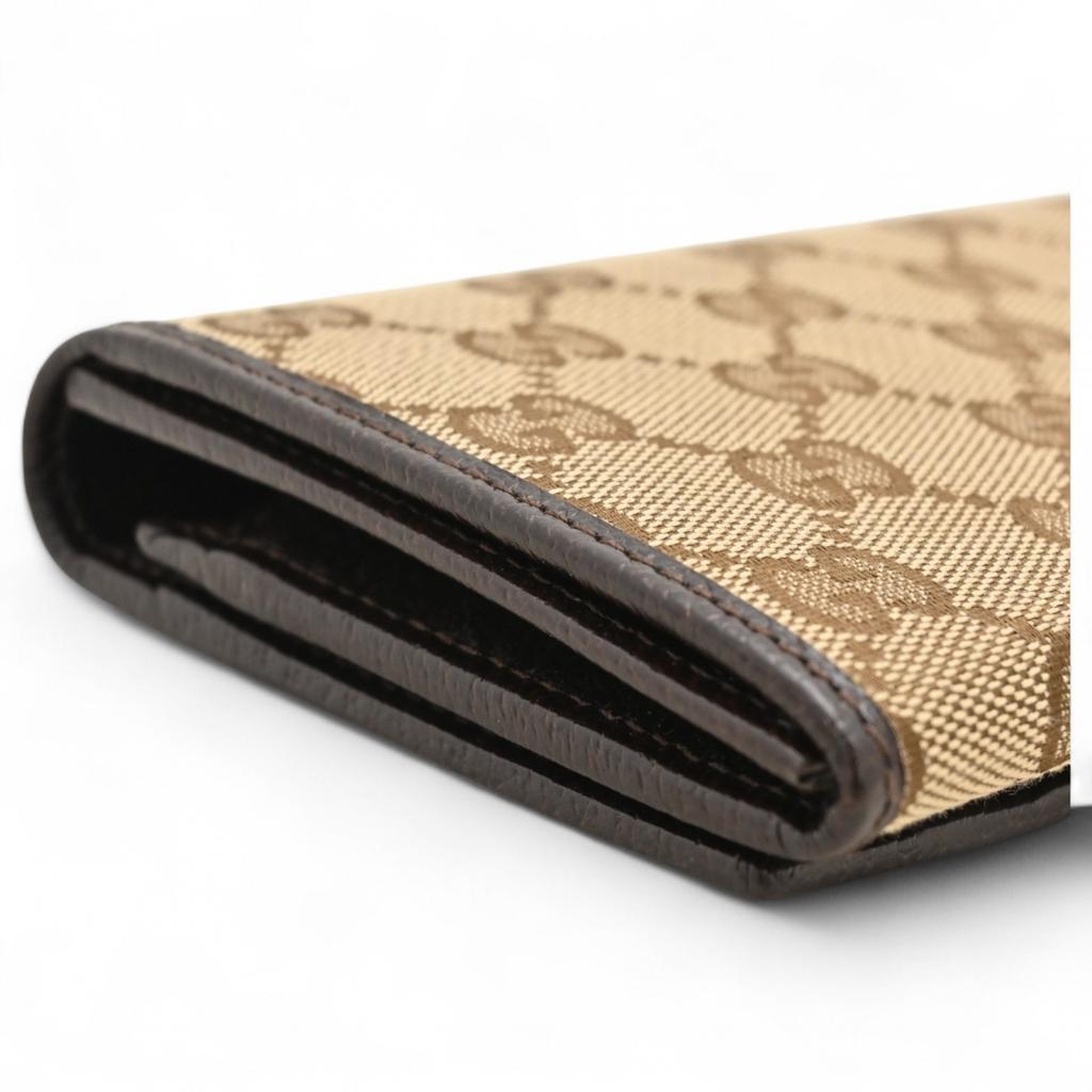 Auth GUCCI GG Canvas Long Wallet Bifold Brown gu8820nf Used