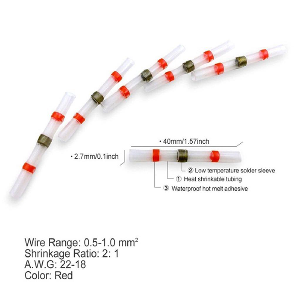 Термоусадочные соединители для проводов 10 шт. Водонепроницаемая муфта AWG22-18 стыковая электрическая клемма с луженым припоем