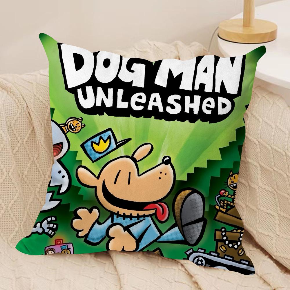 Comic Cartoon DDogmans Cushion Cover Silky Short Plush Invisible Zipper Dustproof Sofa Pillow Case for Home Decor