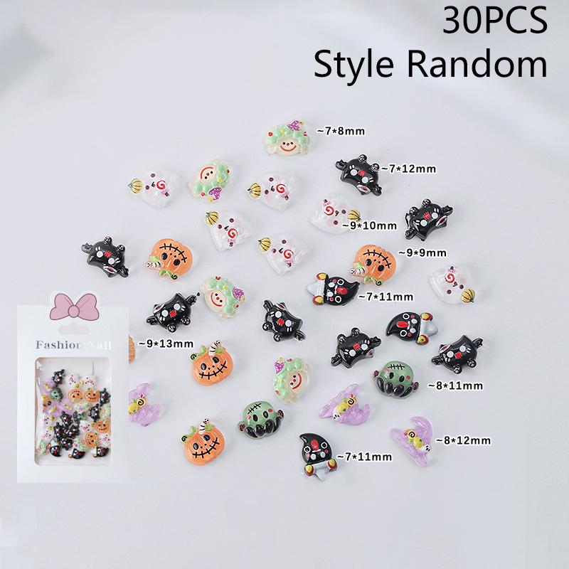 30 шт. Хэллоуин мультфильм аксессуары для ногтей милые маленькие привидения призрачные глаза летучая мышь Diy смола маникюр ювелирные украшения