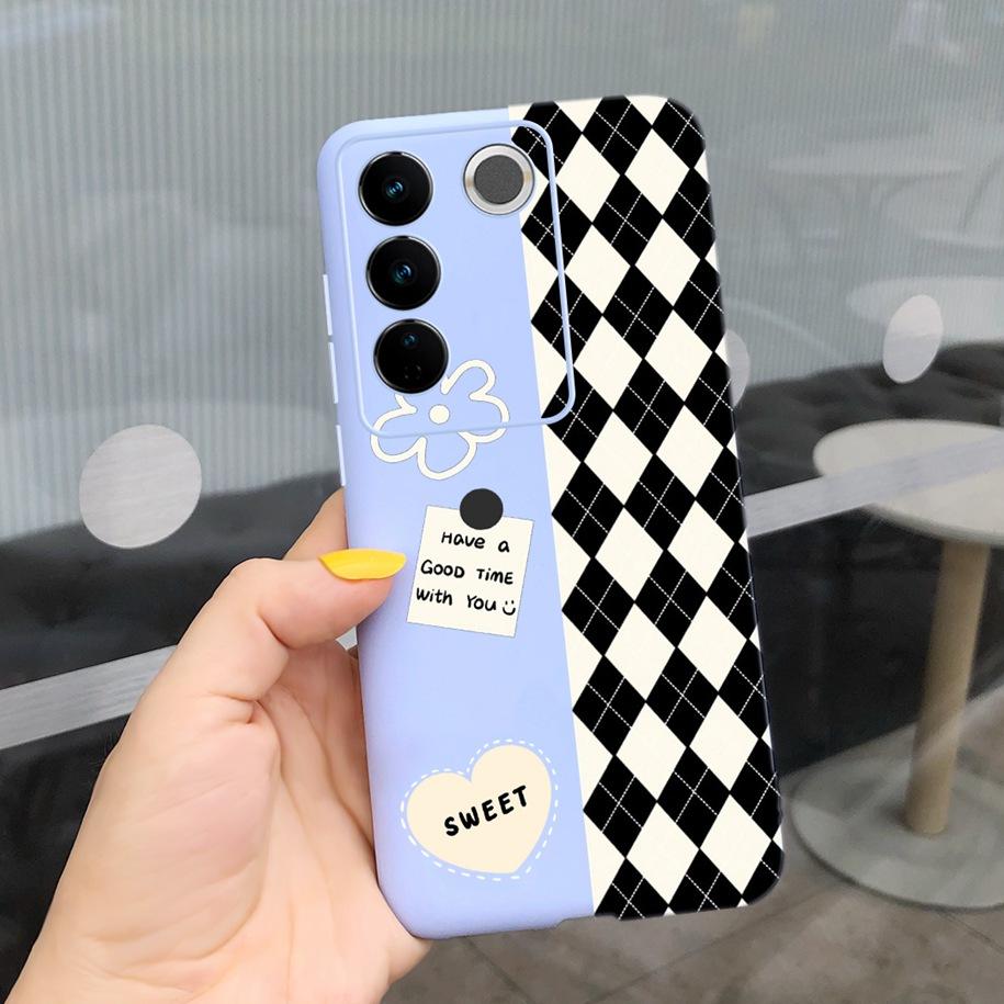 Чехол для Vivo V27 Pro Задняя крышка для Vivo V27e Модный чехол-фунда конфетного цвета с рисунком для Vivo V27 5G V 27e V27Pro V2237 V2230 Мягкий чехол