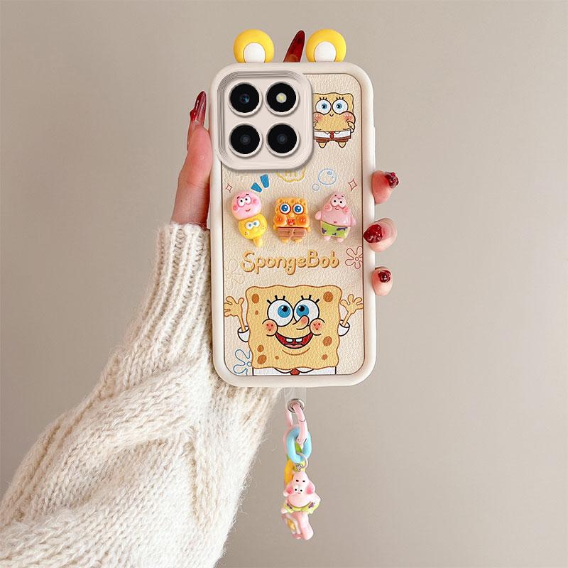 KEYSION Милый чехол с 3D-мультяшным рисунком для HONOR X6b с браслетом, мягкий силиконовый противоударный чехол для телефона Huawei Honor X6b 4G