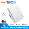 Tuya EU UK Умный WiFi выключатель света Кнопочный 1/2/3 клавиши Настенные выключатели света Без нейтрального провода Smart Life Alexa Google Home Алиса