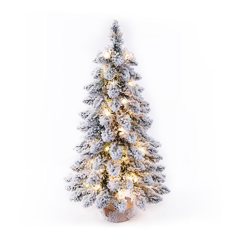 Artificial Desktop Christmas Tree With Led Light Nordic Flocking Christmas Tree Door Wall Ornament New Year Christmas Decoration