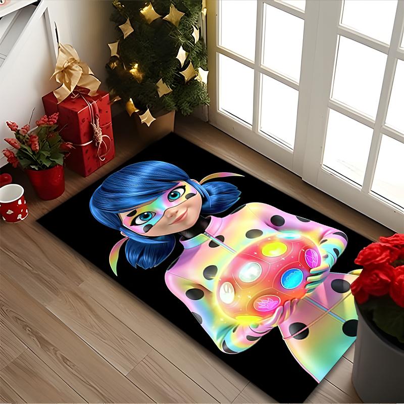 Ladybug Rug Ideal for Reading Room, Multi-purpose Office Chair Sofa Carpet, Anti-slip Printed Home Area Rug