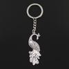 Fashion 30mm Key Ring Metal Key Chain Keychain Jewelry Antique Silver Color Plated Peacock 61x21mm Pendant