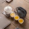 Suet Jade Porcelain Light Luxury One Pot Three Cups Outdoor Portable Travel Kung Fu Tea Set High-end Business Commemorative Gifts